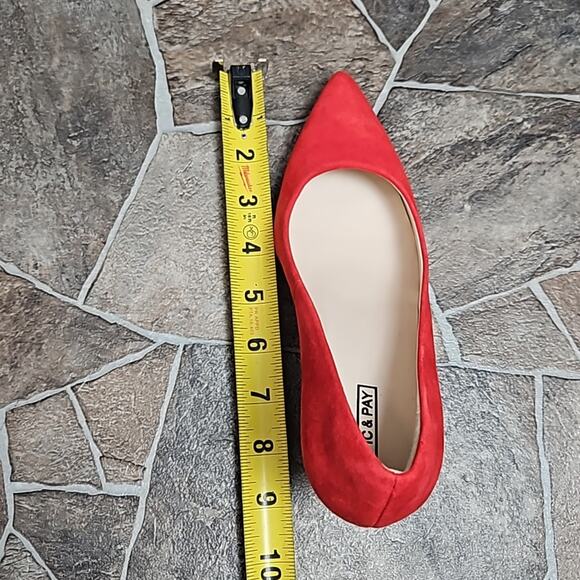 New Red Suede Look Pointed Toe Heels Sz 5.5 - Picture 7 of 11